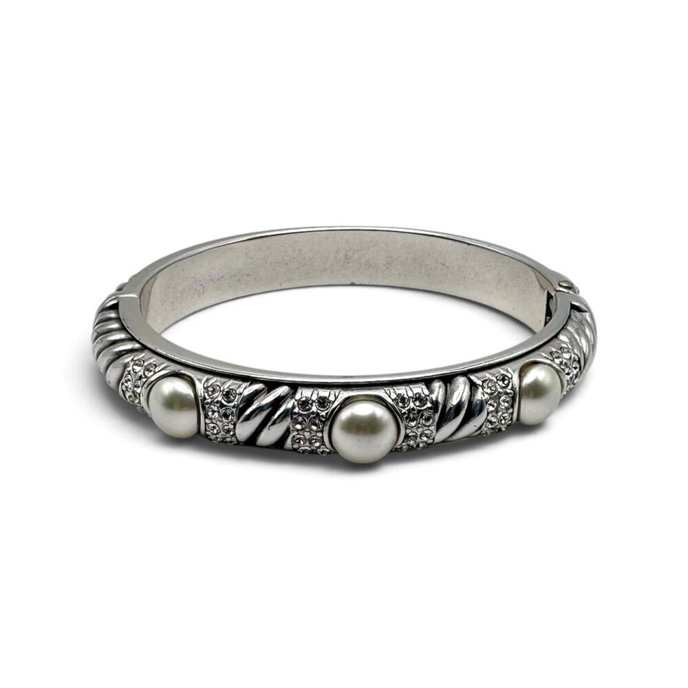 Brighton Pearl Magic Hinged Bangle Crystal Pearl Bracelet